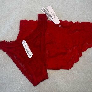 Victoria's Secret Red Lace Panties NWT two pair